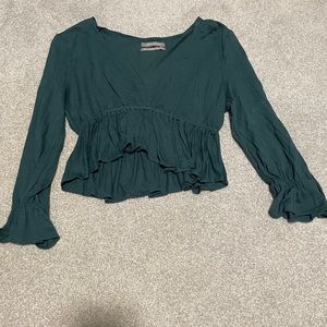 Urban outfitters blossom pine green peplum blouse